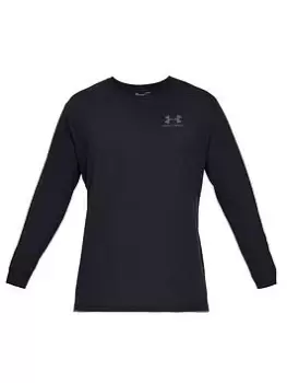 Image of Under Armour Training Sportstyle Left Chest Logo Long Sleeve T-Shirt - Black, Size 2XL, Men