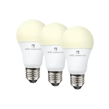 Image of 4lite WiZ Connected A60 White WiFi LED Smart Bulb - E27, 3 Pack