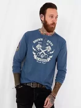 Image of Joe Browns Rev The Engine Henley - Blue Size 2XL, Men