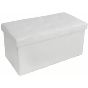 Image of Storage bench made of synthetic leather 80x40x40cm - storage ottoman, shoe storage bench, hallway bench - white - white