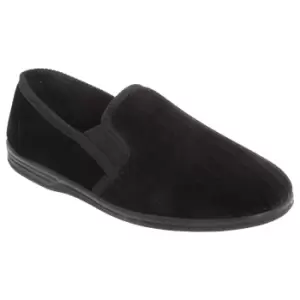 Image of Zedzzz Mens Richard Striped Twin Gusset Velour Slippers (13 UK) (Black)