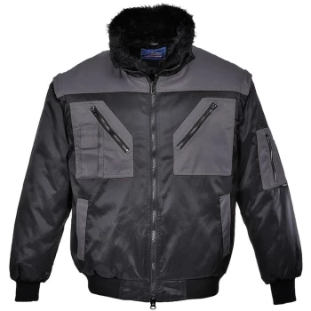 Image of Portwest PJ20BYRS - sz S Two Tone Pilot Jacket - Black/Grey