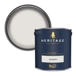 Image of Dulux Heritage Velvet Matt Ash White Matt Emulsion Paint 2.5L