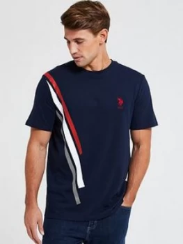Image of U.S. Polo Assn. Side Stripe T-Shirt - Navy