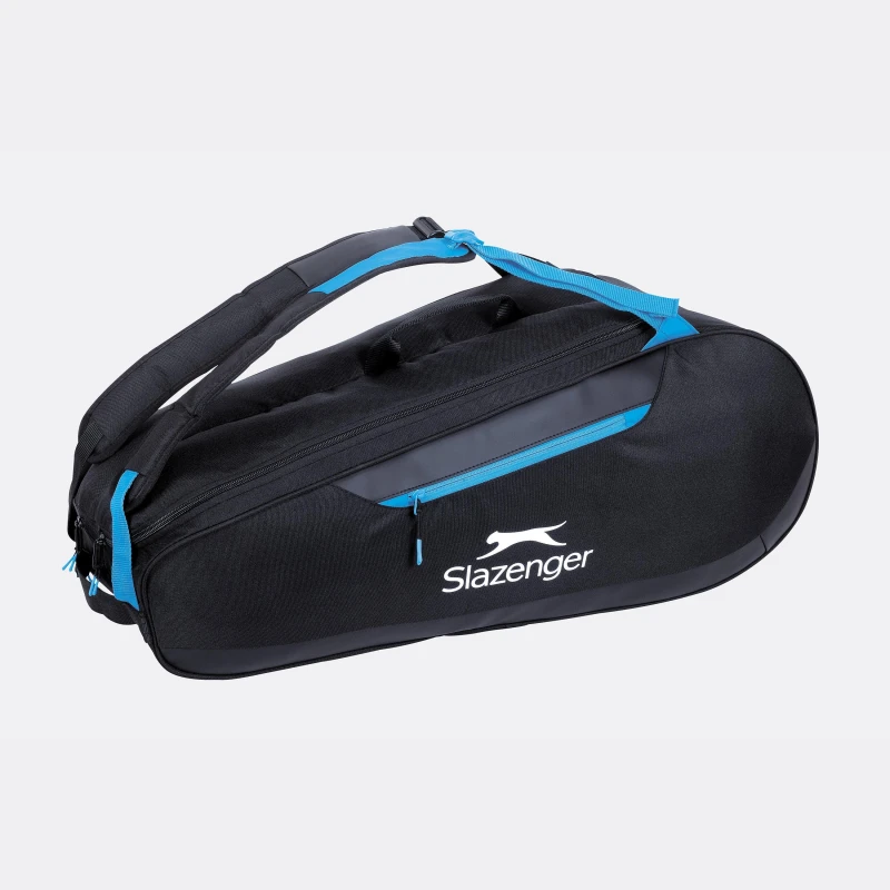 Image of Slazenger 52L Shoulder Strap 3 Pocket Tennis Racket Bag Black unisex One Size