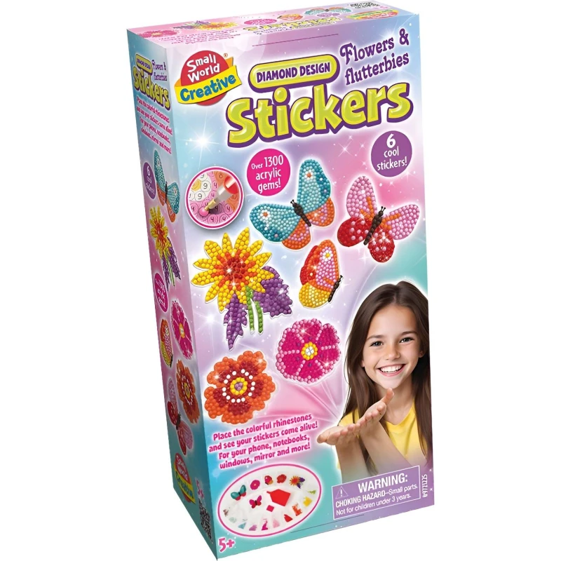 Image of Small World Toys Diamond Design Stickers Flowers And Flutterbies, Multi 1225