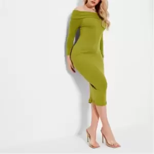 Image of I Saw It First ISAWITFIRST Bardot Rib Midi Dress - Green