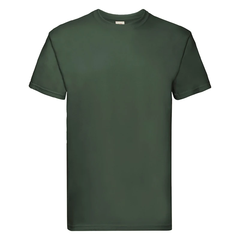 Image of Fruit Of The Loom Fruit of the Loom Men Super Premium Short Sleeve Crew Neck T-Shirt in Bottle Green Size: Small Bottle Green S Male 5055747628319