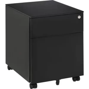 Image of Vertical File Cabinet Steel Lockable with Pencil Tray and Casters Home Filing Furniture for A4, Letters, and Legal-sized Files, 39 x 48 x 48.5cm,