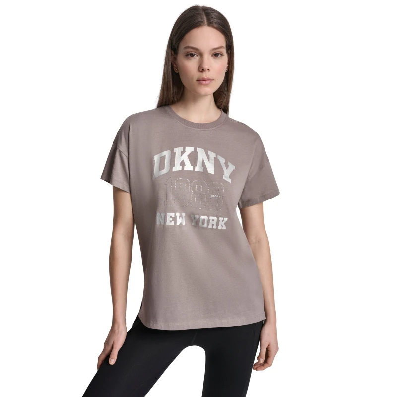 Image of DKNY Logo Rhin Tee Ld62 Mushroom female 8 (XS)