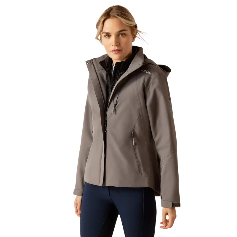 Image of ARIAT Womens hooded waterproof riding jacket Ariat Coastal Gris Female S