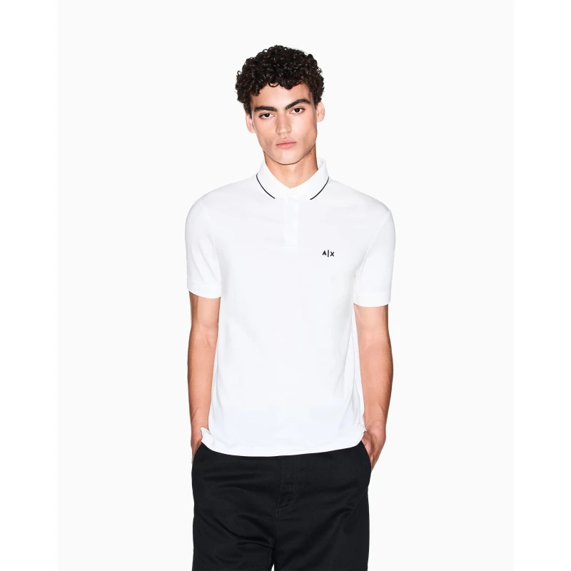 Image of Armani Exchange Mens Short Sleeve Polo Shirts White male XS