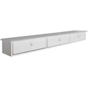 Image of Techstyle Butler Wall Mounted Wood 3 Drawer Storage Shelf White