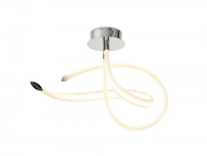 Image of Semi Flush Ceiling Curl, 40W LED, 3000K, 3000lm, Polished Chrome, Frosted Acrylic