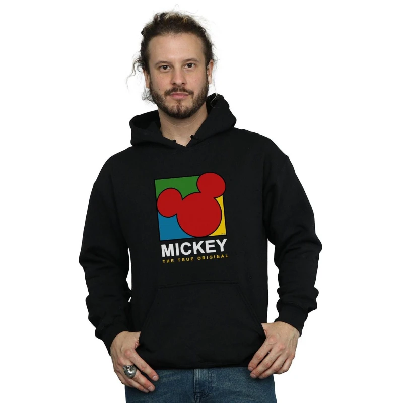 Image of Disney Men Mickey Mouse True 90s Hoodie in Black Size: Small Black S Male 5059114956180
