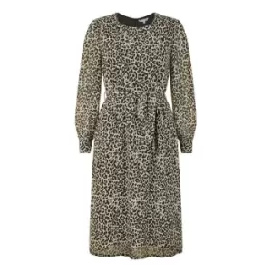 Image of Yumi Black Leopard Long Sleeve Skater Dress - Multi