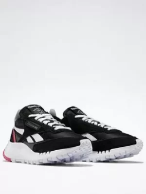 Image of Reebok Classic Leather Legacy Shoes, Black/White/Pink, Size 3.5, Women