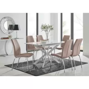 Image of Furniture Box LIRA 120 Extending Dining Table and 6 Cappuccino Isco Chairs