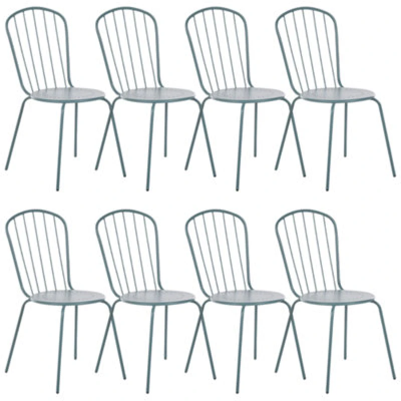 Image of Beliani Set Of 8 Chairs Calvi Metal Light Blue