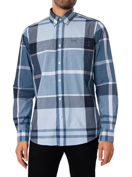 Image of Barbour Harris Tailored Shirt Berwick Blue Tartan M