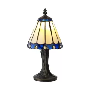 Image of Tiffany Table Lamp, 1 x E14, Blue, Clear Crystal Shade