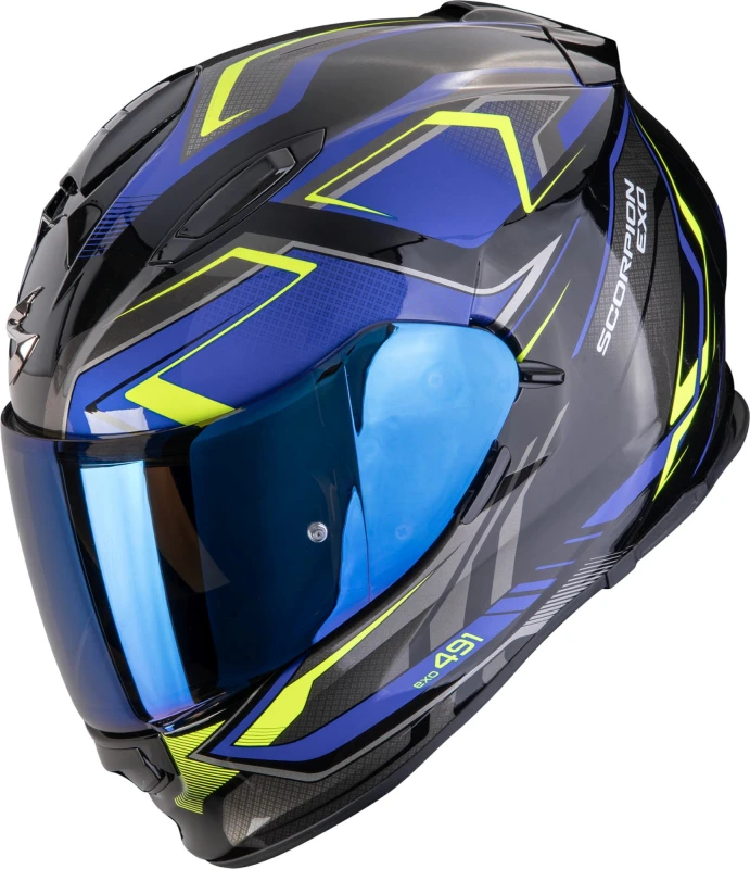 Image of Scorpion Exo-491 Zumo Full-Face Helmet, black-blue-yellow, Size S for Men