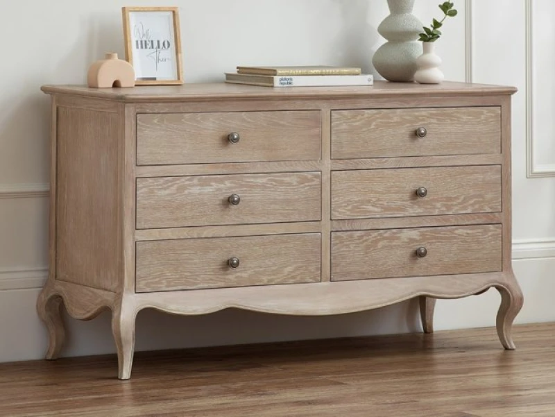 Image of Julian Bowen Camille Limed Oak 6 Drawer Chest of Drawers