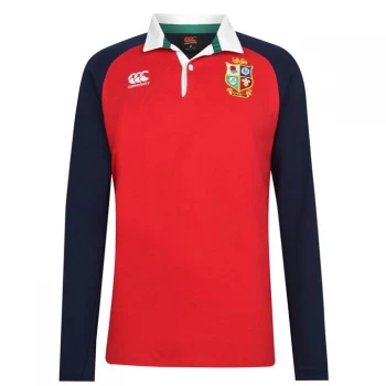 Image of Canterbury British and Irish Lions Long Sleeve Rugby Shirt Mens - Red/Navy