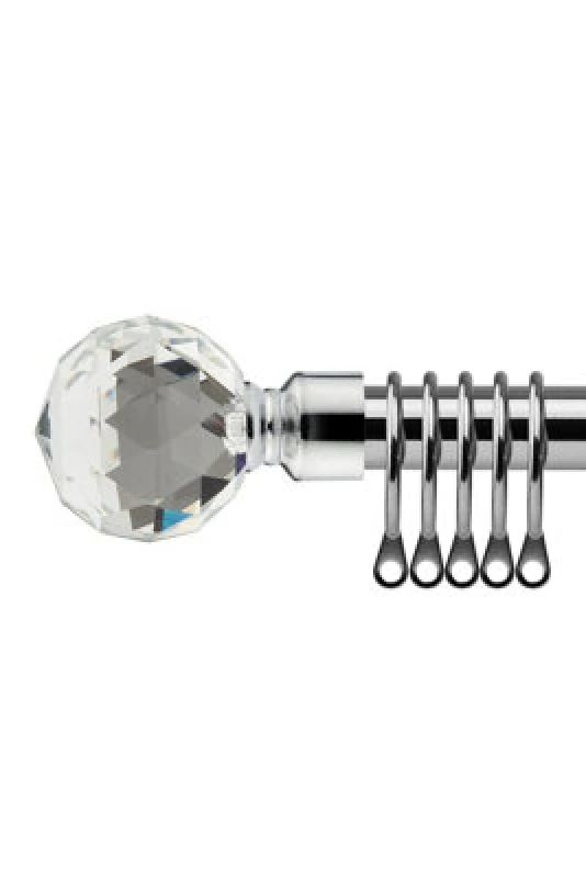 Image of 16-19mm Cristalla Extendable Metal Curtain Pole Set Chrome 120-210Cm