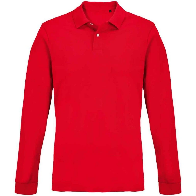 Image of SOL'S Mens Pique Long-Sleeved Polo Shirt in Red Size: XS Red Male XS