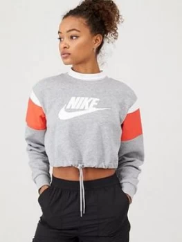 Image of Nike Nsw Heritage Sweat Top - Dark Grey Heather