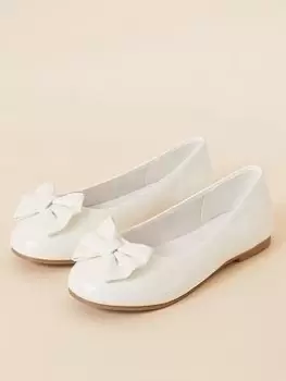 Image of Accessorize Girls Bow Ballerina Shoes - Ivory, Cream, Size 9 Younger