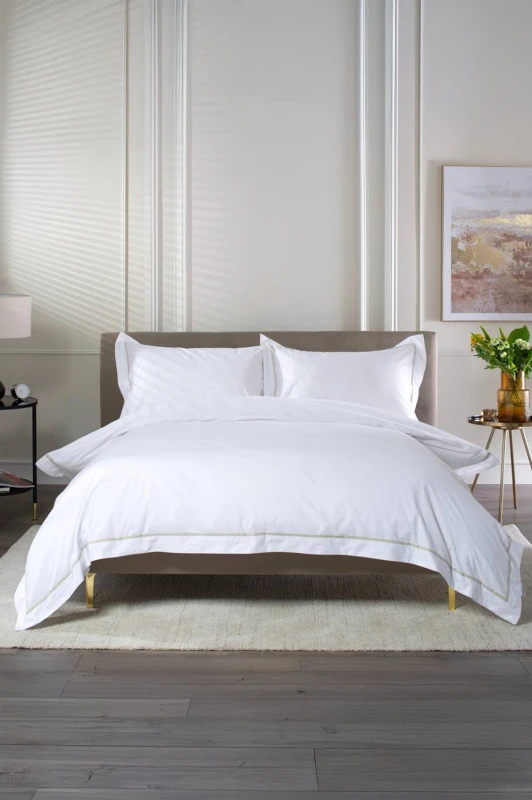 Image of The Lyndon Company Boutique Hotel Hampstead 200 Thread Count Cotton Duvet Cover Set in Stone Size: Double Stone Unisex Double