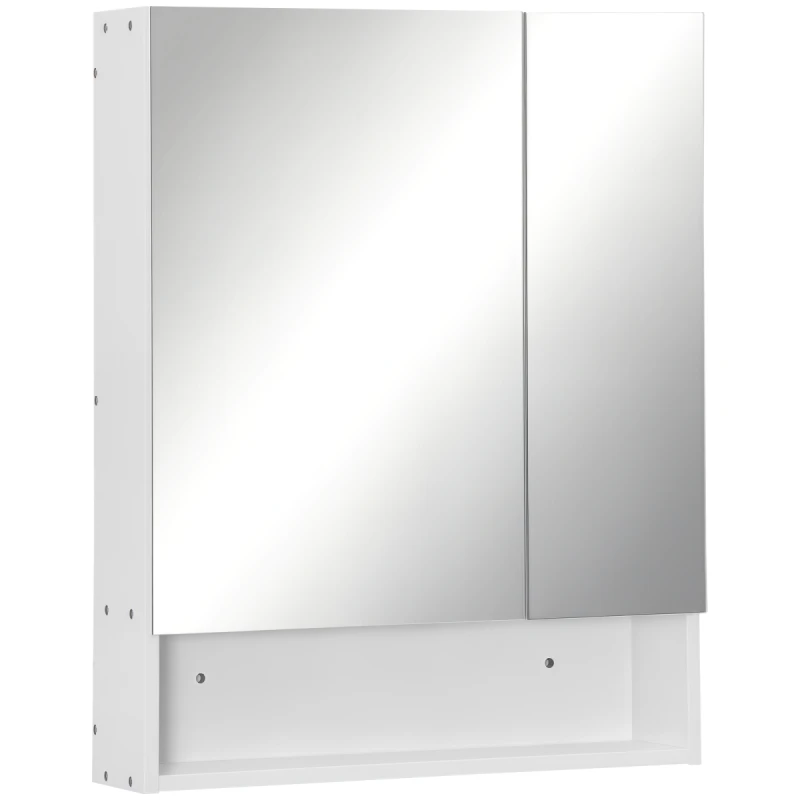 Image of kleankin Wall Mount Medicine Cabinet with Mirror and Adjustable Shelf, White 834-427