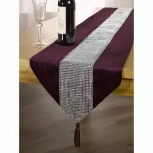 Image of Green & Sons Eclat Tasseled Runner 13 X 72" - Aubergiene