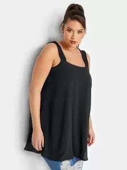 Image of Yours Shirred Strap Cami Black, Size 24, Women