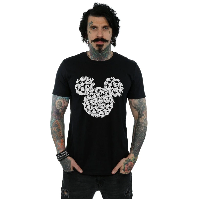 Image of Disney Men Mickey Mouse Head Of Hands T-Shirt in Black Size: Small Black S Male 5059308455420