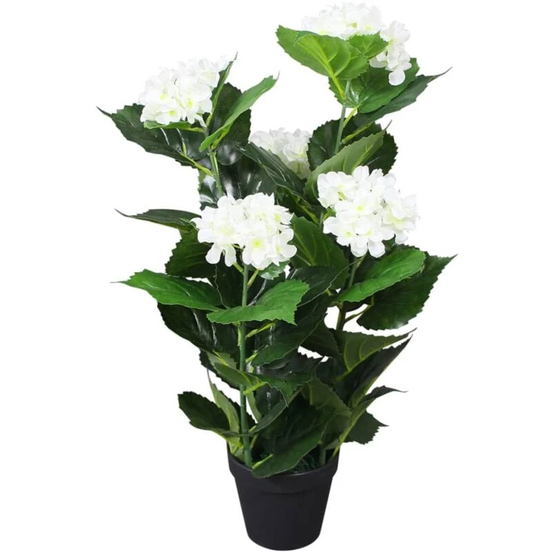 Image of vidaXL Artificial Hydrangea Plant with Pot 60cm White Realistic Fake Lifelike