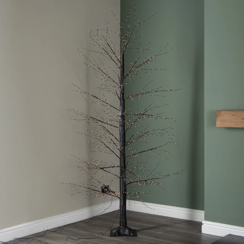 Image of 7ft (2.10m) Tall Light up Black Micro Dot Christmas Tree with 1600 Warm White LEDs