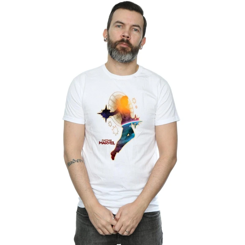 Image of Marvel Marvel Men Captain Nebula Flight T-Shirt in White Size: Small White S Male 5059114207626