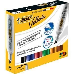 Image of Original Bic Velleda 1781 Chisel Tip Whiteboard Marker 6 Markers