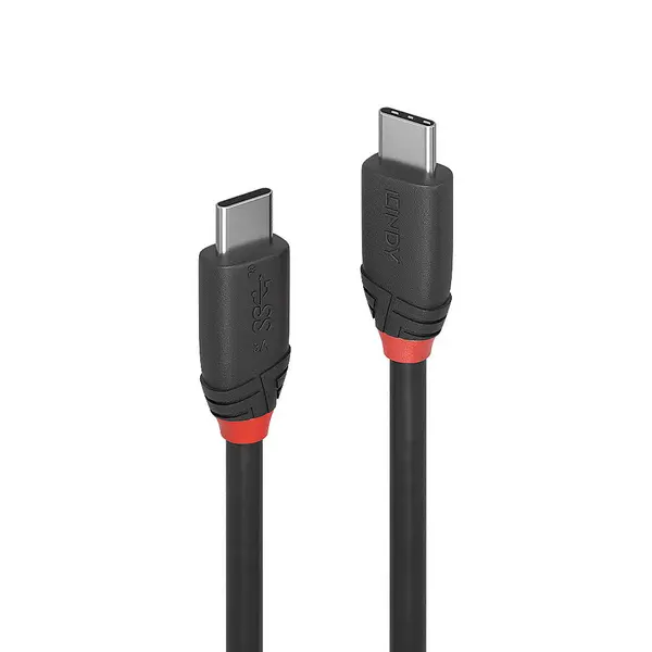 Image of Lindy 0.5m USB 3.2 Type C to C Cable, 20Gbps, Black Line