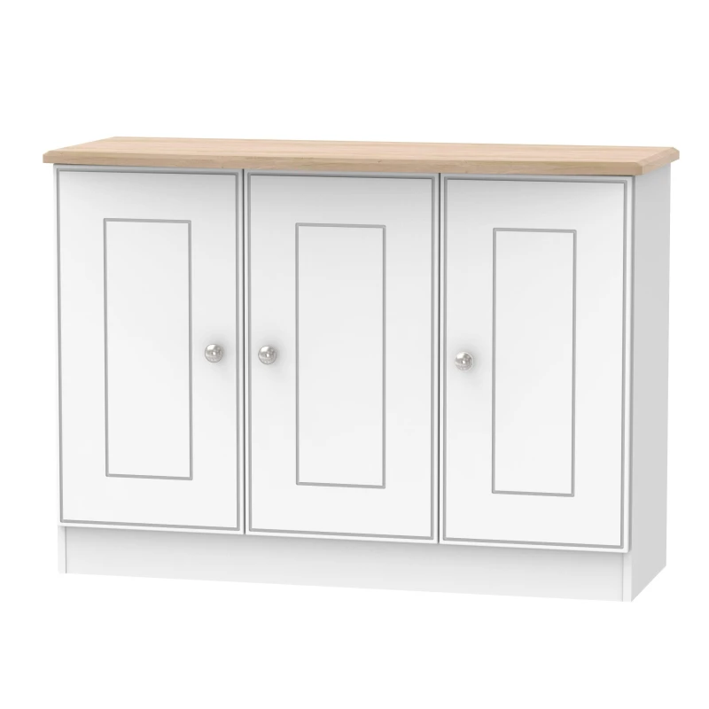 Image of Albert 3 Door Sideboard In White Ash & Oak (Ready Assembled)