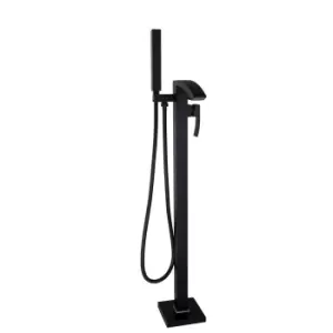 Image of Black Freestanding Bath Shower Mixer Tap - Wave