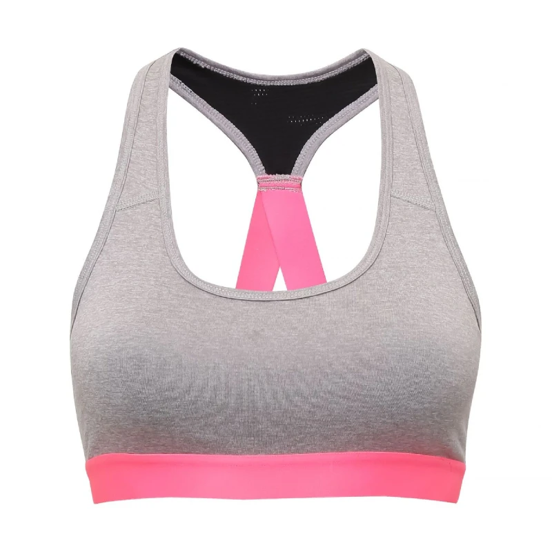 Image of TriDri Womens Performance Sports Bra (Medium Impact) in Silver Size: XS Silver Female XS