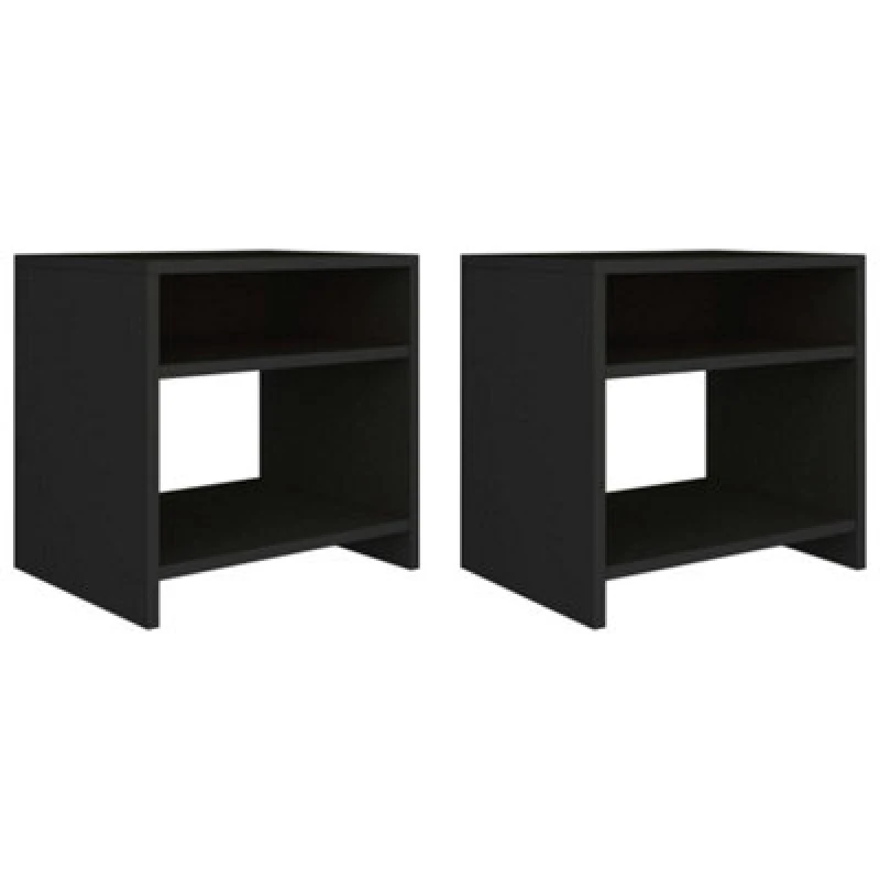 Image of Vidaxl Bedside Cabinets 2 Pcs Black 40X30X40 Cm Engineered Wood