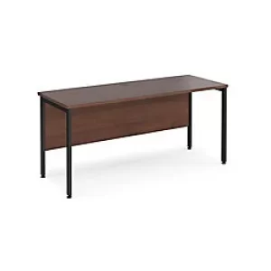 Image of Rectangular Straight Desk Walnut Wood H-Frame Legs Black Maestro 25 1600 x 600 x 725mm