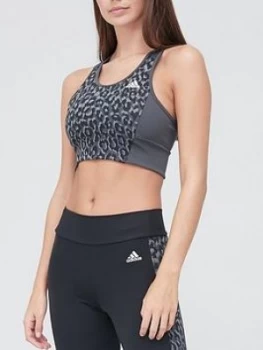 Image of adidas Leopard Bra Top - Grey/Black, Size XL, Women