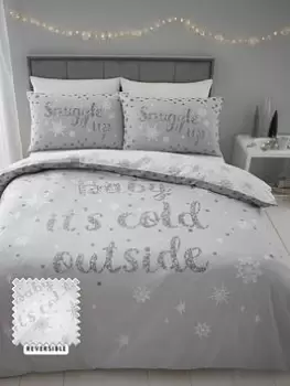 Image of Catherine Lansfield Baby Its Cold Outside Duvet Cover Set - Silver