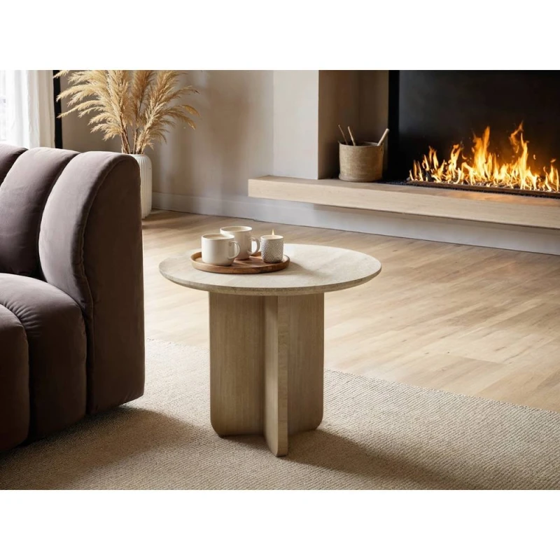 Image of Solace+Co Aven Sintered Stone Effect Side Table Stone Unisex